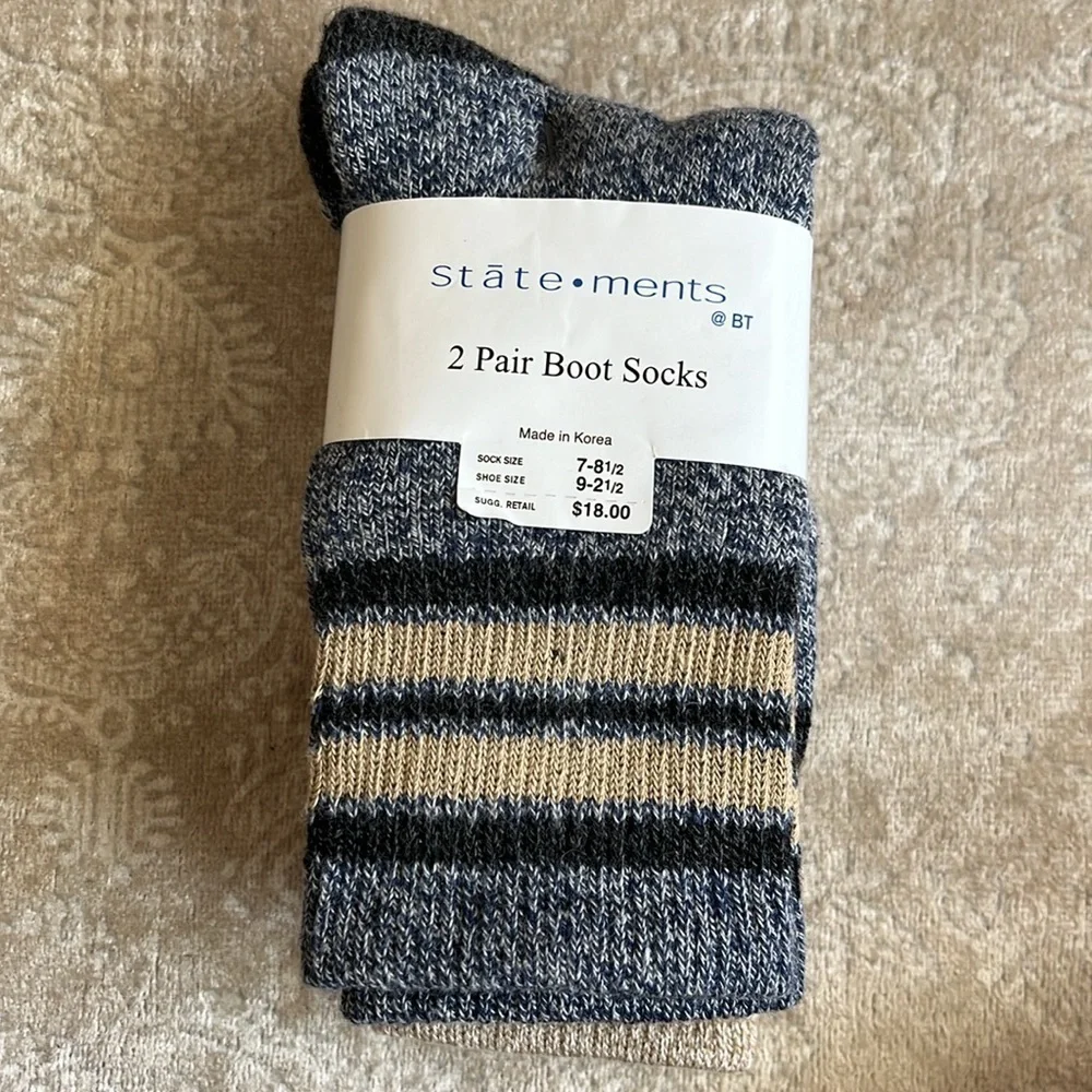 Brand New Statements 6 Pairs of Boys Striped Cotton Boot Socks Neutral Fall